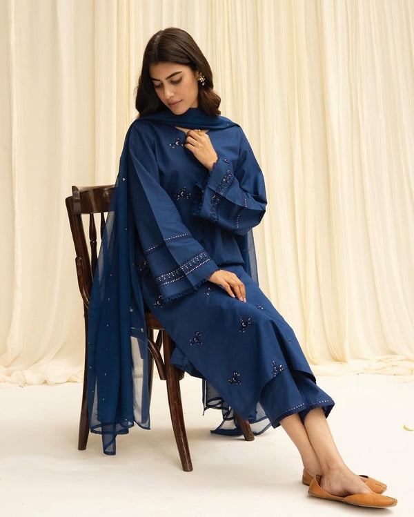 Blue Noir | 3-Piece Stitched Lawn Outfit
